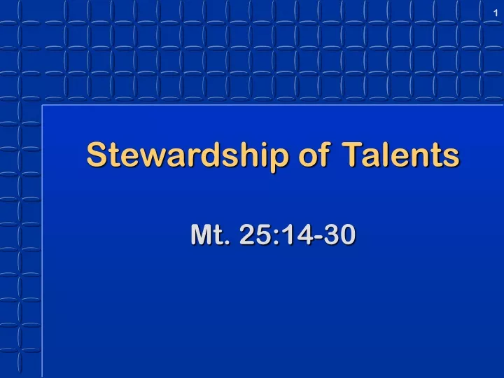 stewardship of talents