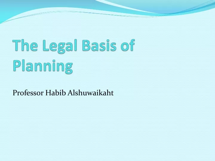 the legal basis of planning
