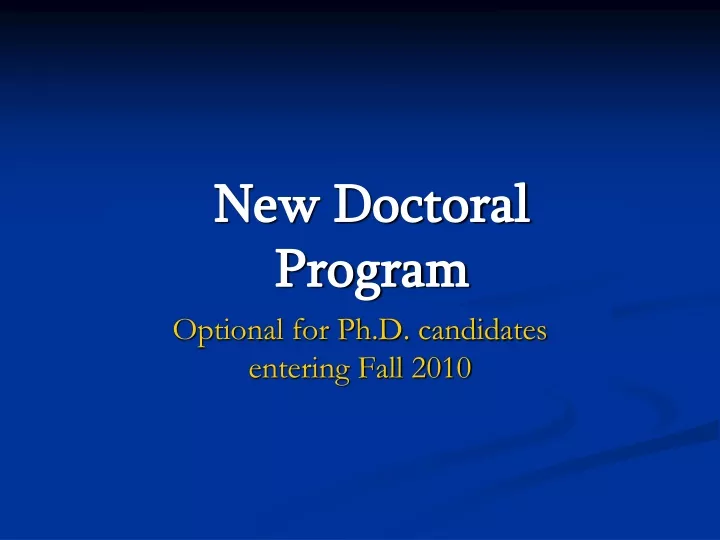 new doctoral program