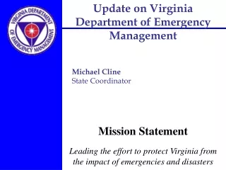 Update on Virginia Department of Emergency Management