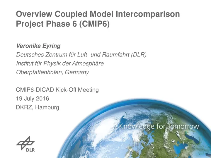 overview coupled model intercomparison project phase 6 cmip6