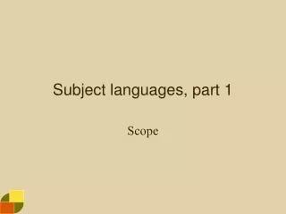 Subject languages, part 1