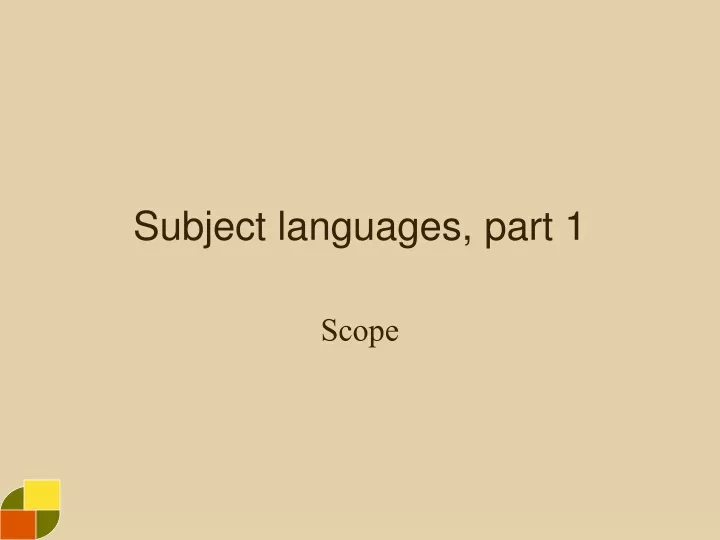 subject languages part 1