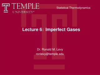Lecture 6 ?  Imperfect Gases