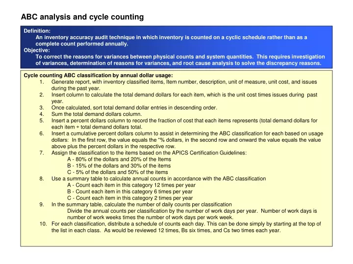 abc analysis and cycle counting