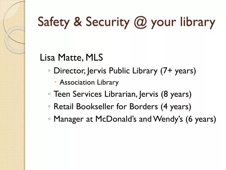 safety security @ your library