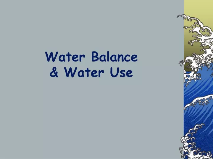 water balance water use