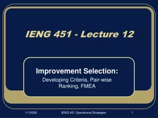 IENG 451 - Lecture 12