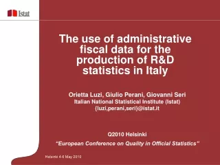 Orietta Luzi, Giulio Perani, Giovanni Seri Italian National Statistical Institute (Istat)