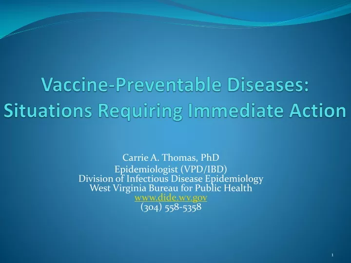 vaccine preventable diseases situations requiring immediate action