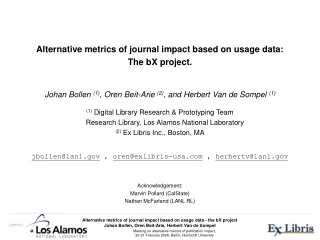 Alternative metrics of journal impact based on usage data: The bX project.