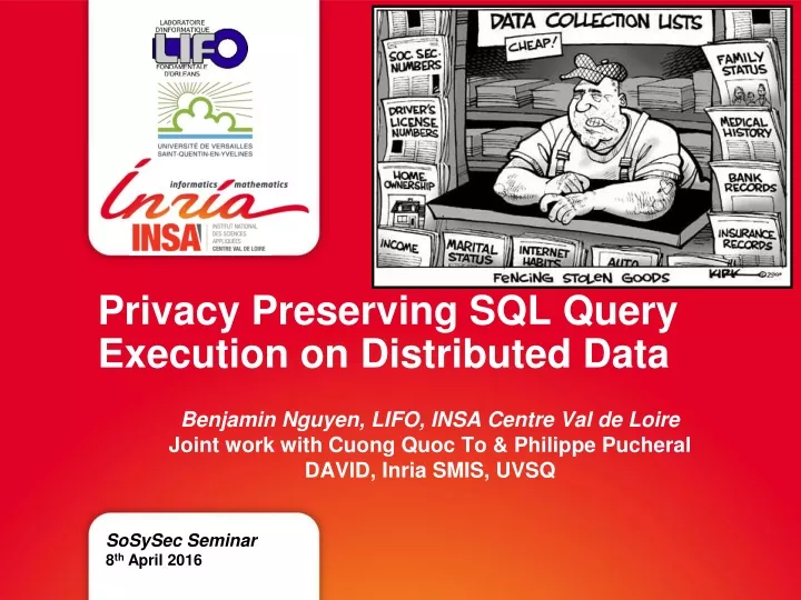 privacy preserving sql query execution on distributed data