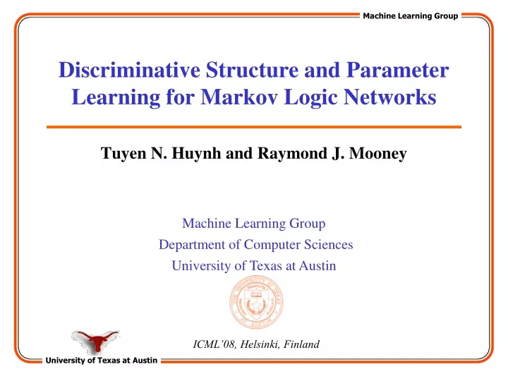 discriminative structure and parameter learning for markov logic networks