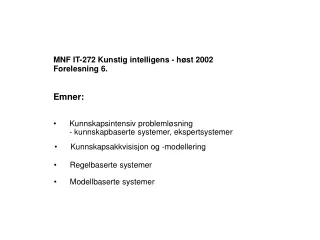 MNF IT-272 Kunstig intelligens - høst 2002