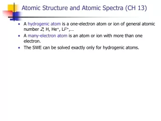 Atomic Structure and Atomic Spectra (CH 13)