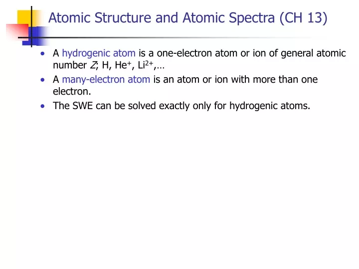 atomic structure and atomic spectra ch 13