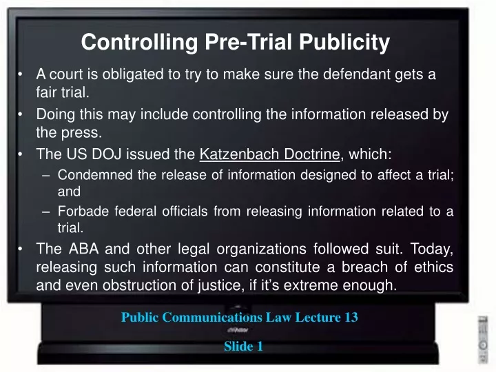controlling pre trial publicity