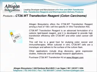 Products &gt; CT26.WT Transfection Reagent (Colon Carcinoma)