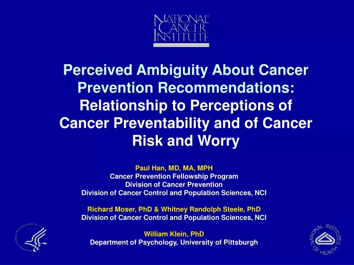 perceived ambiguity about cancer prevention