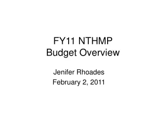 FY11 NTHMP  Budget Overview