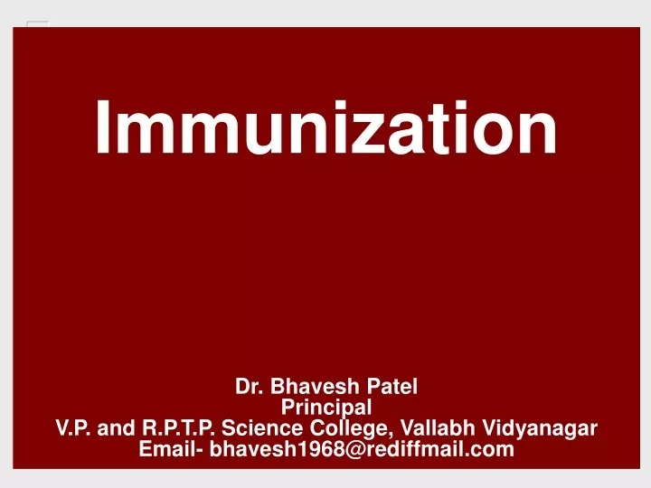 immunization dr bhavesh patel principal