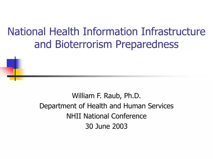 national health information infrastructure and bioterrorism preparedness