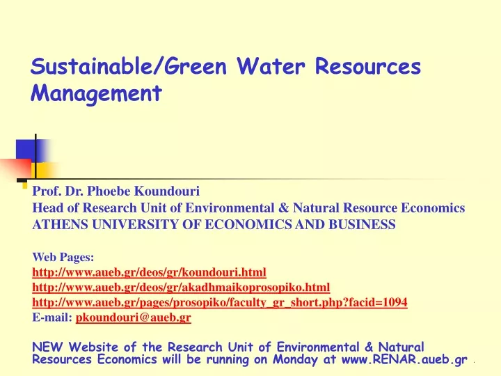sustainable green water resources management
