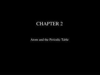 CHAPTER 2 Atom and the Periodic Table