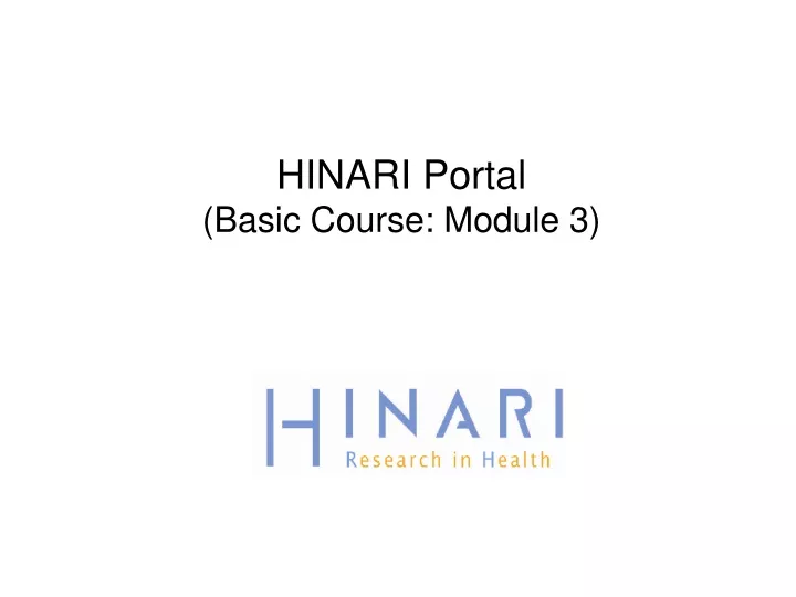 hinari portal basic course module 3