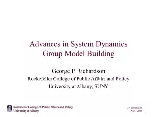 Advances in System Dynamics Group Model Building