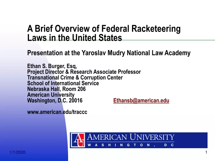a brief overview of federal racketeering laws
