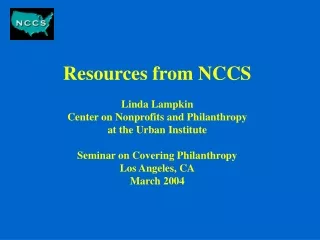 National Center for  Charitable Statistics -- NCCS
