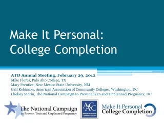 Make It Personal:  College Completion