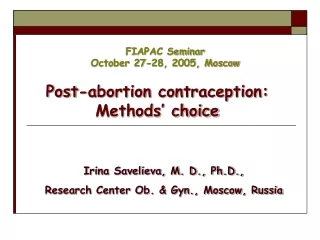 FIAPAC Seminar October 27-28, 2005, Moscow