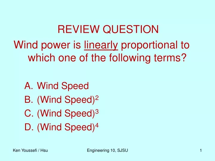 review question wind power is linearly