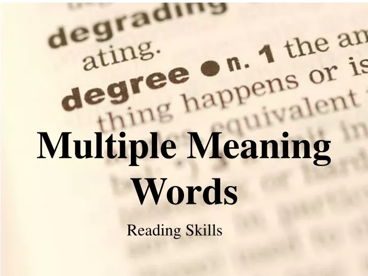 multiple meaning words presentation