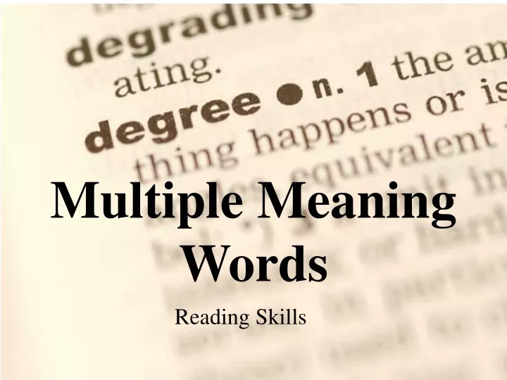 PPT Multiple Meaning Words PowerPoint Presentation Free Download 