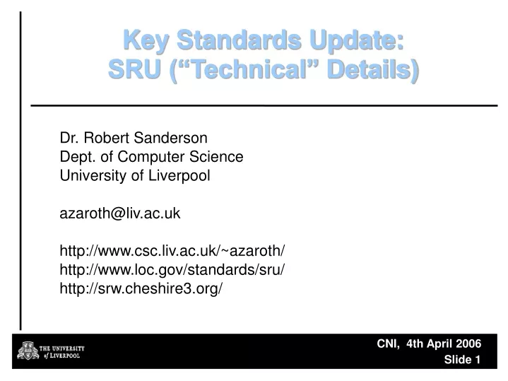 key standards update sru technical details