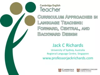 Jack C Richards University of Sydney, Australia Regional Language Centre, Singapore
