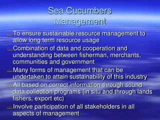 Sea Cucumbers  Management