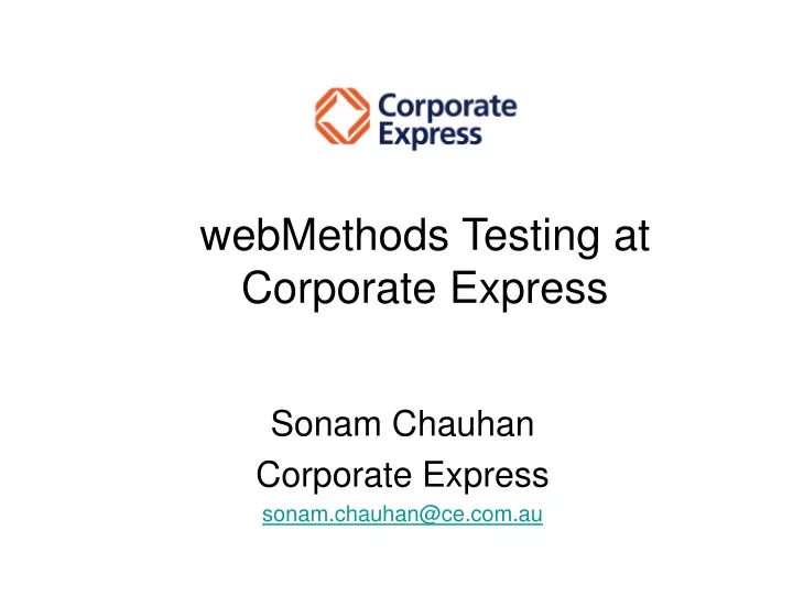 webmethods testing at corporate express