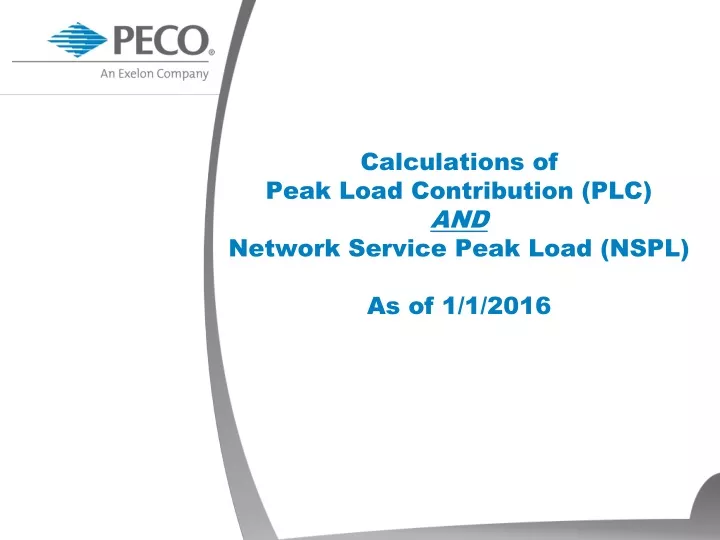 calculations of peak load contribution plc and network service peak load nspl as of 1 1 2016