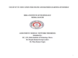 USE OF ICT IN  EDUCATION FOR ONLINE AND BLENDED LEARNING-IIT BOMBAY