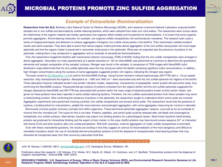 microbial proteins promote zinc sulfide