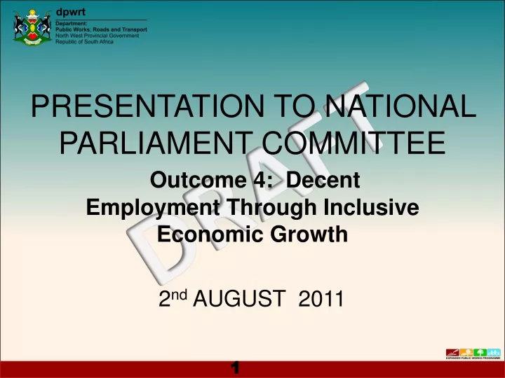 presentation to national parliament committee