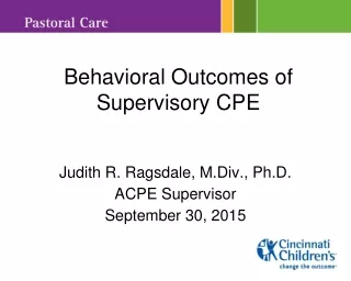 Behavioral Outcomes of Supervisory CPE