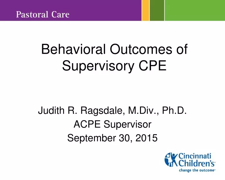 behavioral outcomes of supervisory cpe