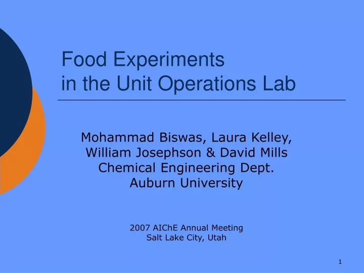 food experiments in the unit operations lab