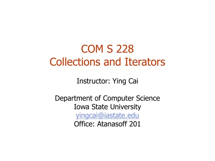 com s 228 collections and iterators instructor