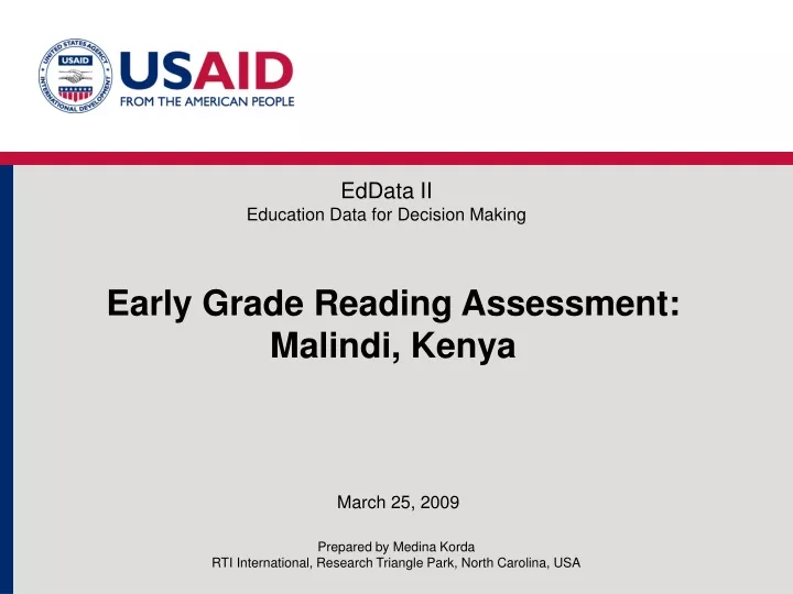 early grade reading assessment malindi kenya